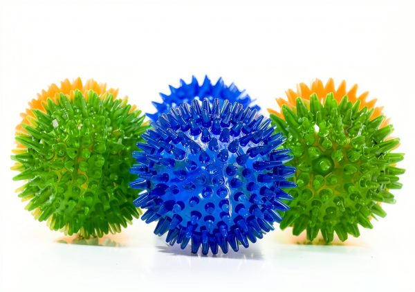 Sharlovy Dog Toy Balls Multi Color Spiky Set 6 Pack Small to Large-1